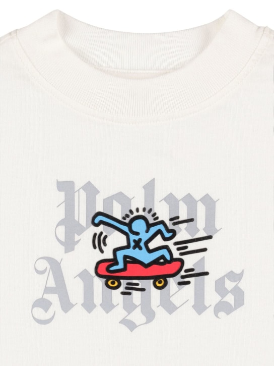 Palm Angels: T-shirt en coton PA Skateboard - Off-White - kids-boys_1 | Luisa Via Roma