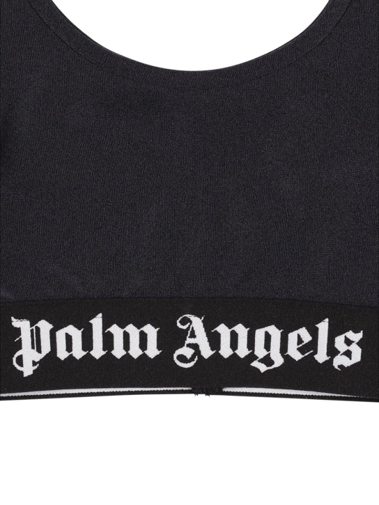 Palm Angels: Tank top in techno con logo - Nero - kids-girls_1 | Luisa Via Roma