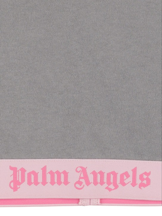 Palm Angels: T-shirt cropped Dusty in cotone con logo - Grigio - kids-girls_1 | Luisa Via Roma