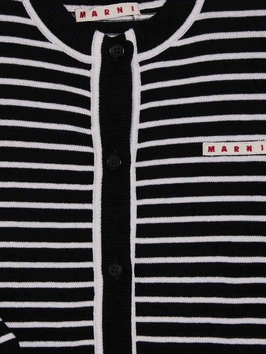 Marni Junior: 条纹棉质针织开衫 - 黑色 - kids-girls_1 | Luisa Via Roma