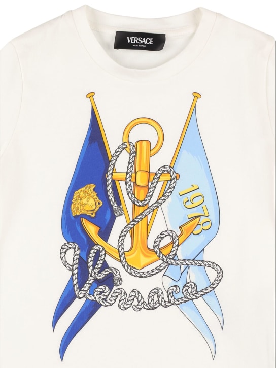 Versace: Camiseta de algodón jersey estampada - Blanco - kids-boys_1 | Luisa Via Roma
