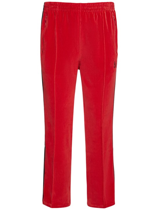 Needles: Pantalon de survêtement en velours à logo - Rouge - men_0 | Luisa Via Roma