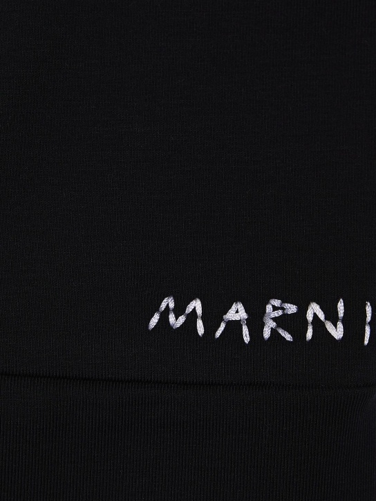 Marni Junior: Leggings in jersey con ricamo logo - Nero - kids-girls_1 | Luisa Via Roma