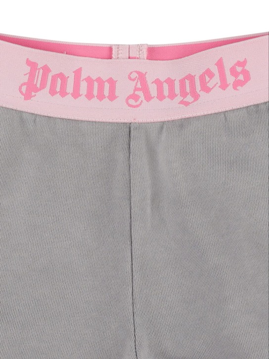 Palm Angels: Trainingsshorts aus Baumwolle mit Logostreifen - Grau - kids-girls_1 | Luisa Via Roma