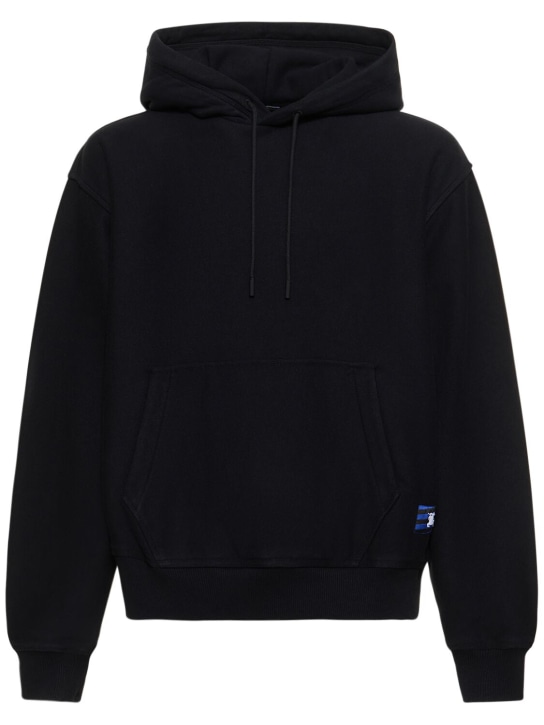 Burberry: Logo cotton hoodie - Black - men_0 | Luisa Via Roma