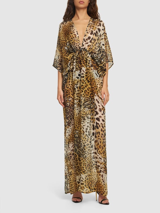 Roberto Cavalli: Printed silk chiffon halter maxi dress - Renkli - women_1 | Luisa Via Roma