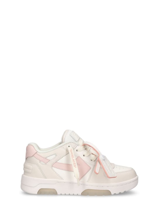 Off-White: Out Of Office leather blend sneakers - Off White - kids-girls_0 | Luisa Via Roma