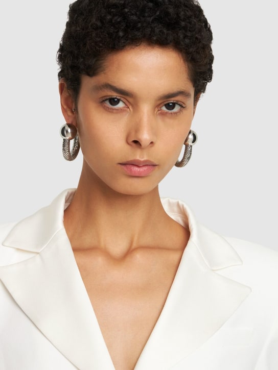 Rabanne: Pixel hoop earrings - Silver - women_1 | Luisa Via Roma