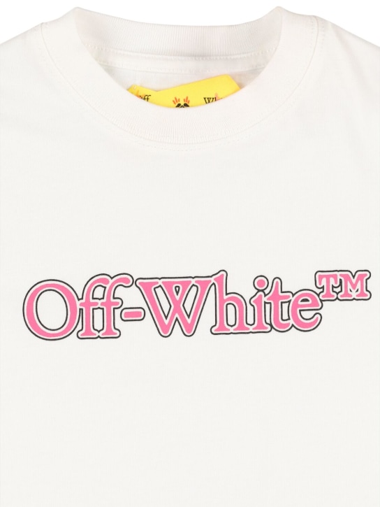 Off-White: T-Shirt aus Baumwolle „Big Bookish“ - Weiß/Fuchsia - kids-girls_1 | Luisa Via Roma