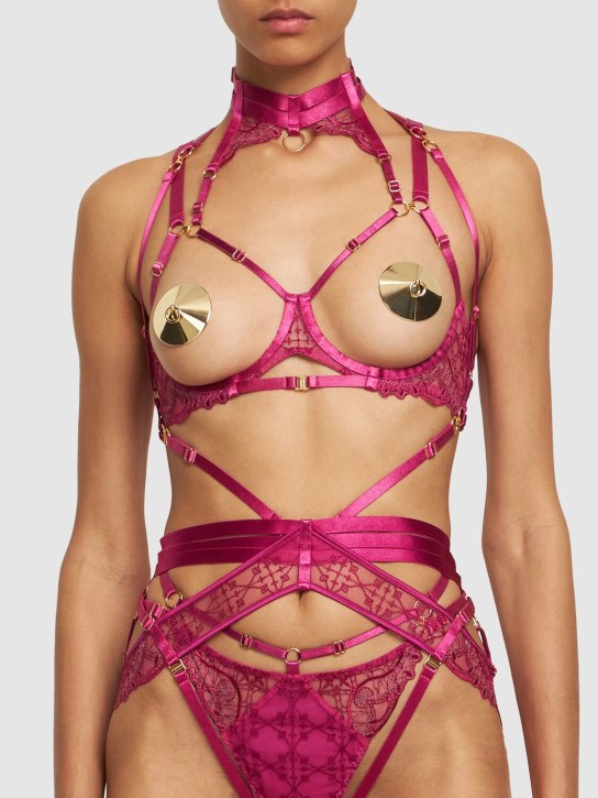 Bordelle: Mari suspender harness w/strap details - Mor - women_1 | Luisa Via Roma