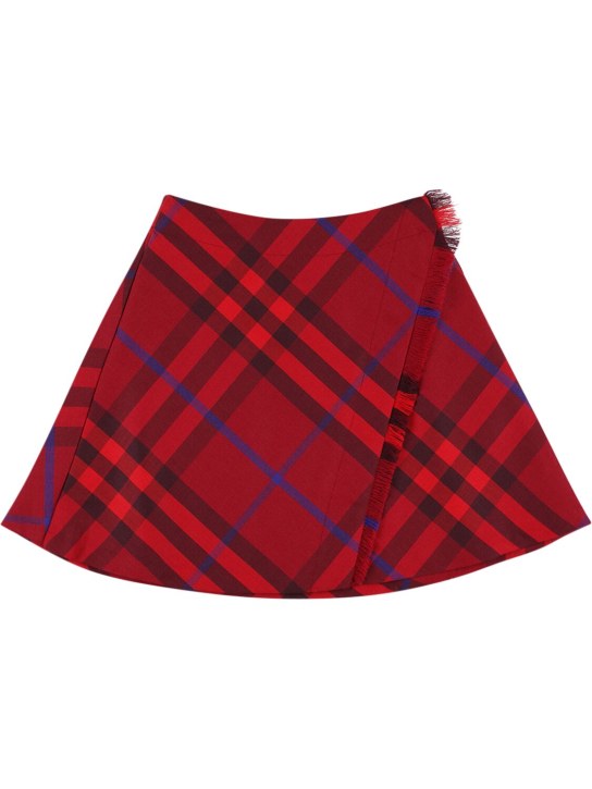 Burberry: Check print pleated wool skirt - Red - kids-girls_0 | Luisa Via Roma