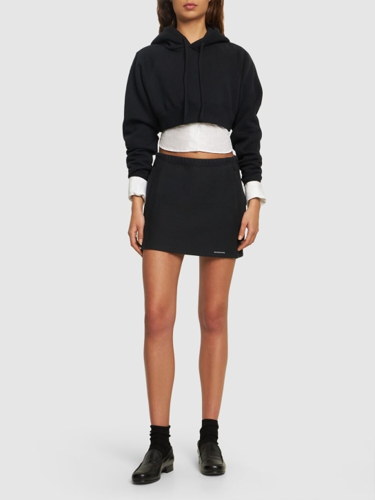 Alexander Wang: Minifalda de algodón con banda elástica - Negro - women_1 | Luisa Via Roma