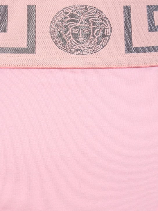 Versace: Greca stretch jersey high rise briefs - Pink - women_3 | Luisa Via Roma