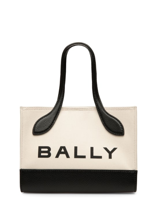Bally: Bolso XS Bar Keep On de algodón orgánico - Natural/Negro - women_0 | Luisa Via Roma