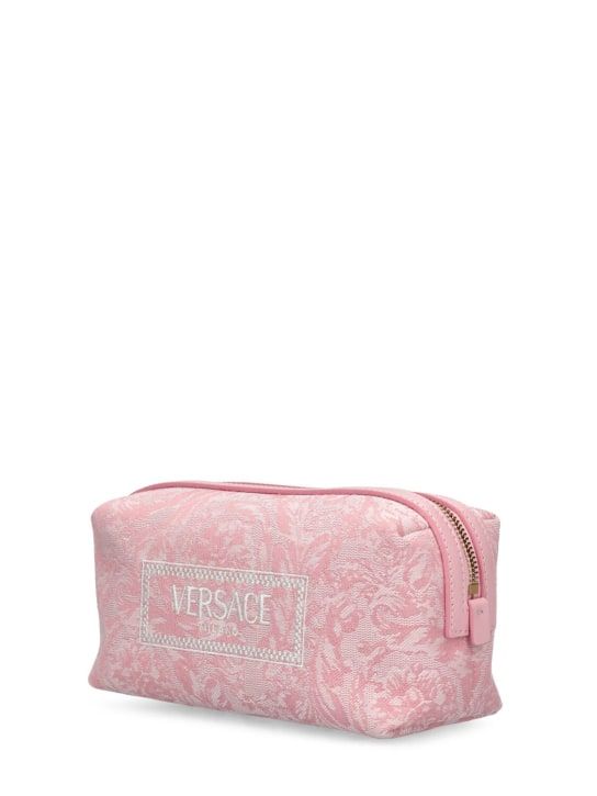 Versace: Kosmetiktasche aus Jacquard mit Logo - Blasses Pink - women_1 | Luisa Via Roma