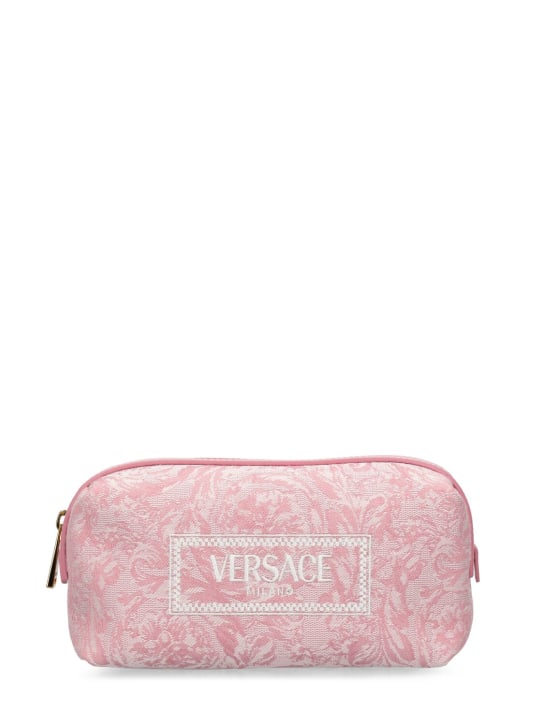 Versace: Logo提花化妆包 - 浅粉色 - women_0 | Luisa Via Roma