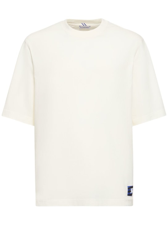 Burberry: T-shirt in jersey di cotone con logo - Rain - men_0 | Luisa Via Roma