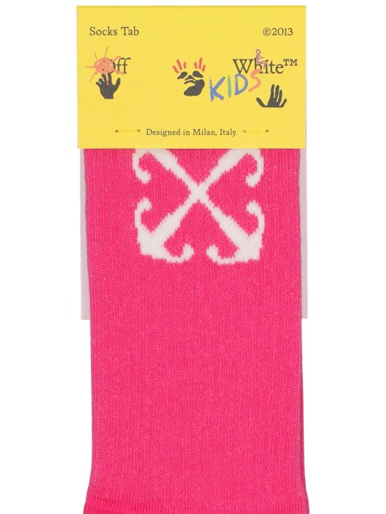 Off-White: Socken aus Baumwollmischung „Arrow“ - Fuchsie - kids-girls_1 | Luisa Via Roma