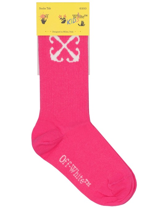 Off-White: Socken aus Baumwollmischung „Arrow“ - Fuchsie - kids-girls_0 | Luisa Via Roma