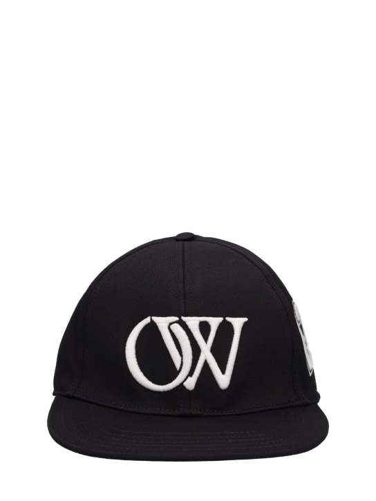 Off-White: Boxy cotton baseball cap - Siyah - men_0 | Luisa Via Roma