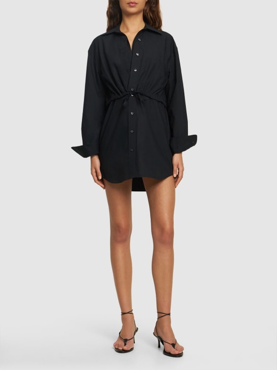 Alexander Wang: 더블 레이어드 셀프 타이 셔츠 미니 드레스 - 블랙 - women_1 | Luisa Via Roma