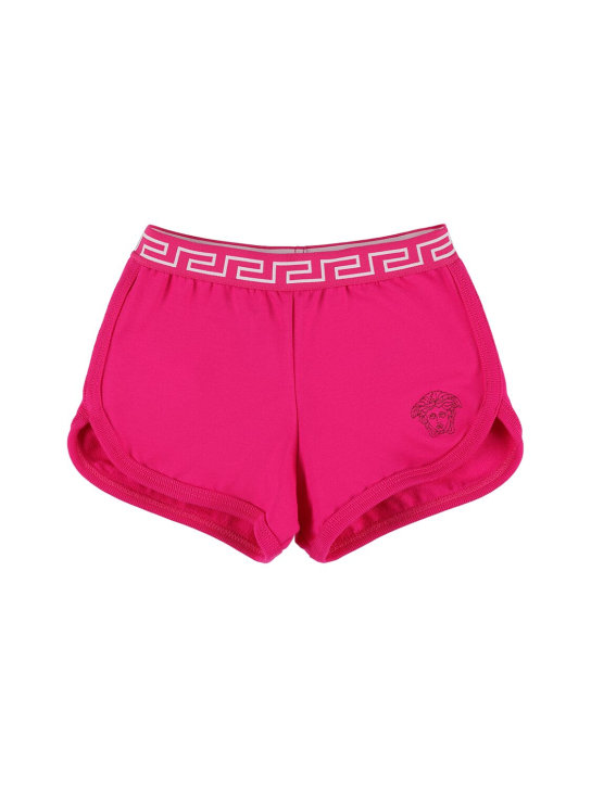Versace: Cotton blend shorts - Fuchsia - kids-girls_0 | Luisa Via Roma