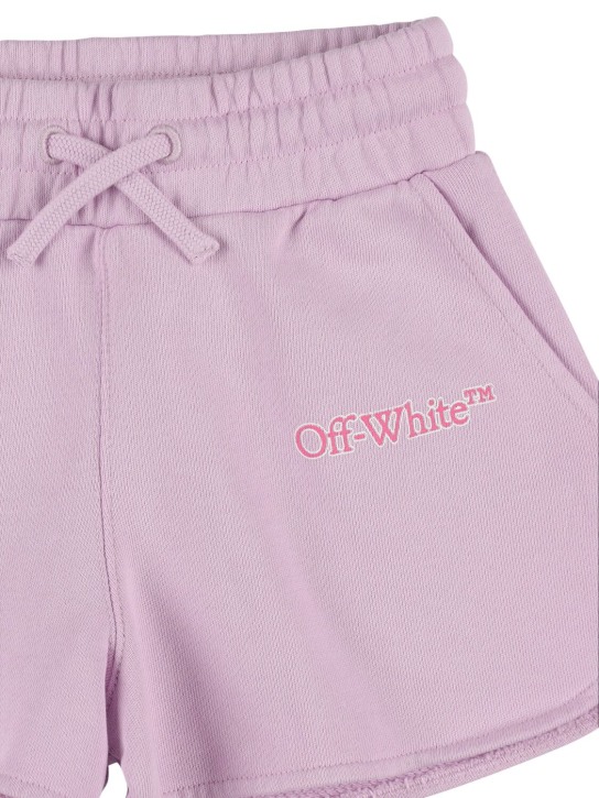 Off-White: Shorts Big Bookish in felpa di cotone - Lilla - kids-girls_1 | Luisa Via Roma