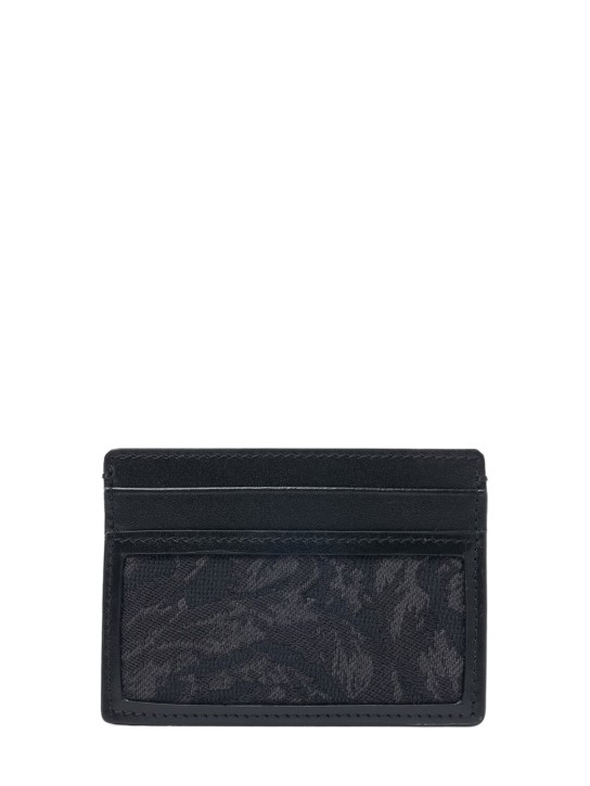 Versace: Porta carte di credito in pelle e jacquard - 2bm0e-black+bla - men_0 | Luisa Via Roma