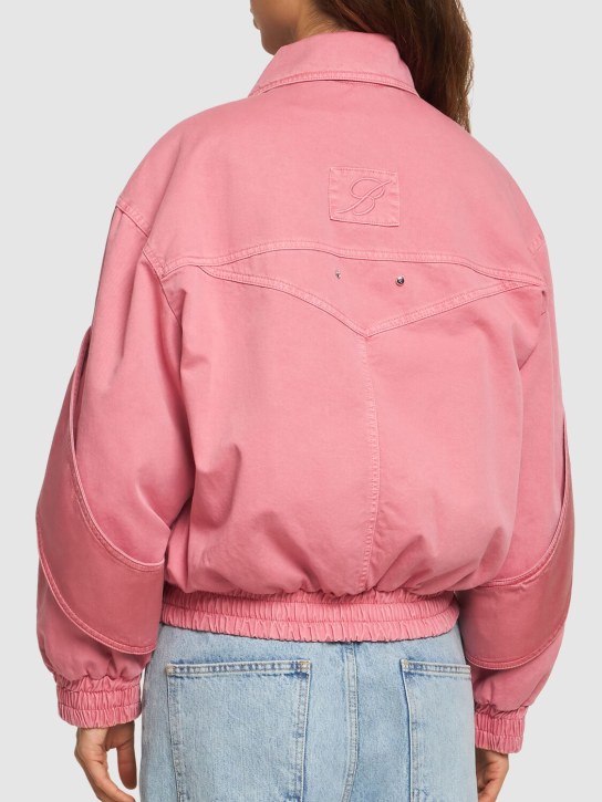 Blumarine: Cotton denim cargo bomber jacket - women_3 | Luisa Via Roma