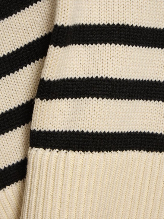 Toteme: Signature wool blend turtleneck sweater - Beige/Stripe - women_3 | Luisa Via Roma