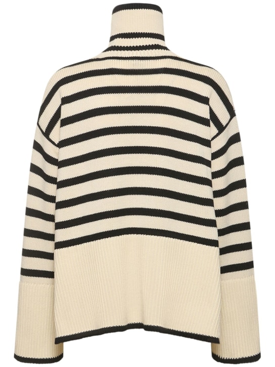 Toteme: Signature wool blend turtleneck sweater - Beige/Stripe - women_4 | Luisa Via Roma