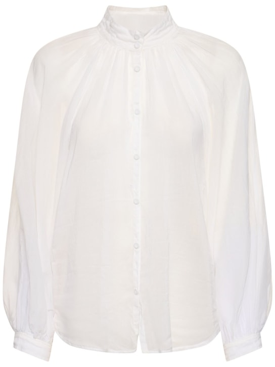 Forte_forte: Cotton & silk voile bohemian shirt - Beyaz - women_0 | Luisa Via Roma