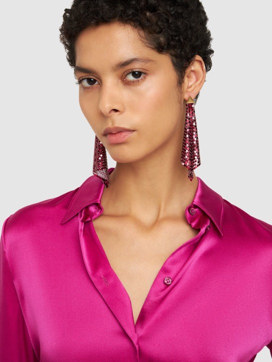 Rabanne: Pixel flow earrings - Fuşya - women_1 | Luisa Via Roma