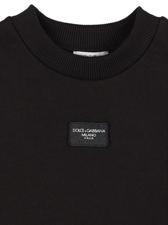 Dolce&Gabbana: Sweat-shirt en coton à logo - Noir - kids-girls_1 | Luisa Via Roma