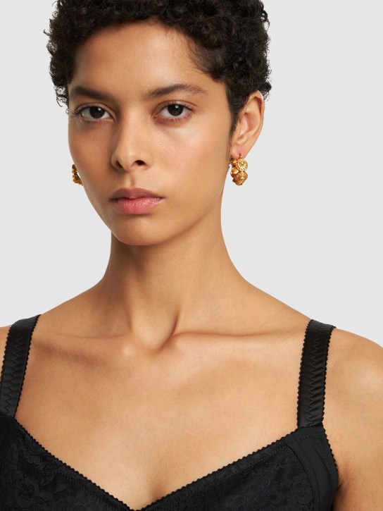 Versace: Logo hoop earrings - Gold - women_1 | Luisa Via Roma
