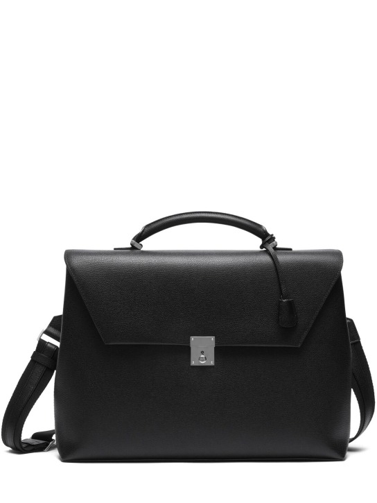 Valextra: Avietta leather briefcase - Black - men_0 | Luisa Via Roma