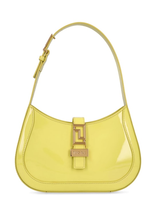Versace: Petit sac hobo en cuir - Yellow Patent - women_0 | Luisa Via Roma