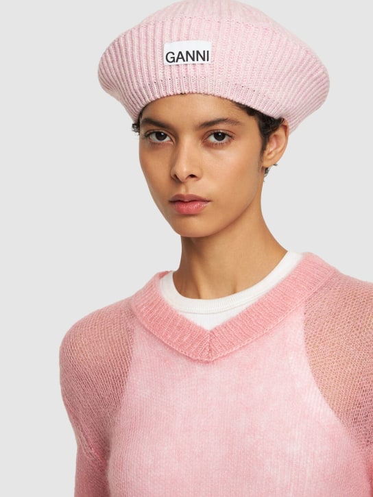 GANNI: Structured wool blend beret - Lilac Sachet - women_1 | Luisa Via Roma