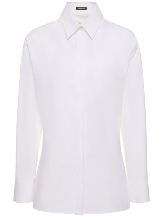 Versace: 府绸棉衬衫 - 白色 - women_0 | Luisa Via Roma