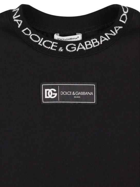 Dolce&Gabbana: T-shirt in jersey di cotone stampato - Nero - kids-boys_1 | Luisa Via Roma