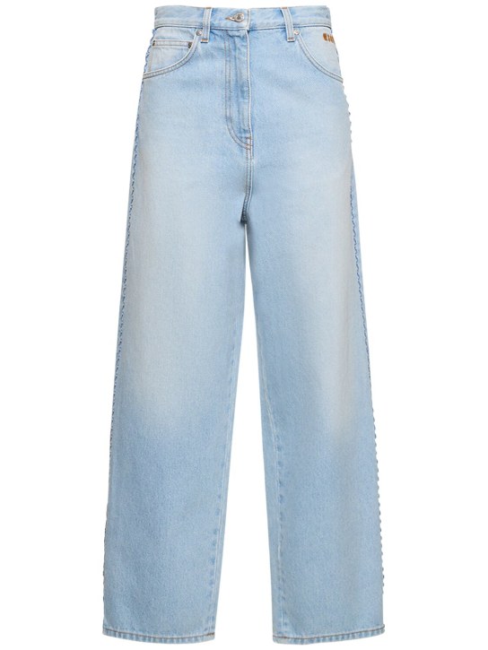 MSGM: Jeans boyfriend de denim - Azul Claro - women_0 | Luisa Via Roma