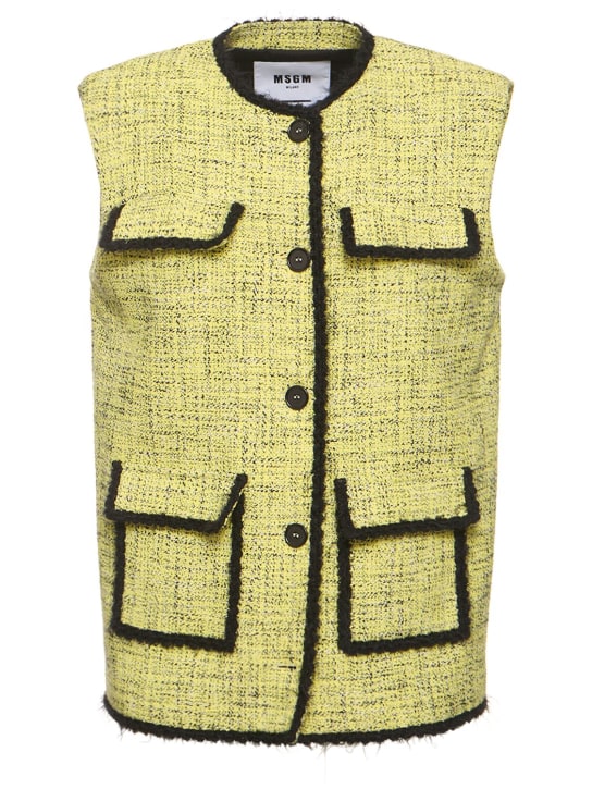 MSGM: Cotton vest w/pockets - Sarı/Siyah - women_0 | Luisa Via Roma