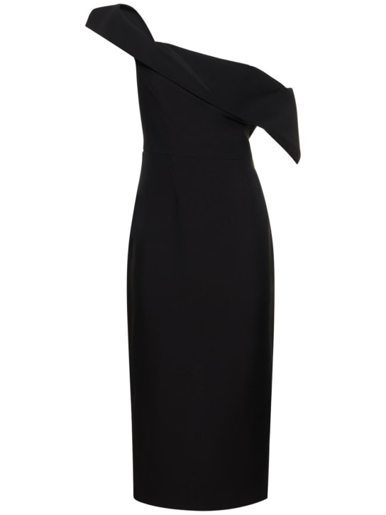 Roland Mouret: Asymmetric wool & silk midi dress - Black - women_0 | Luisa Via Roma