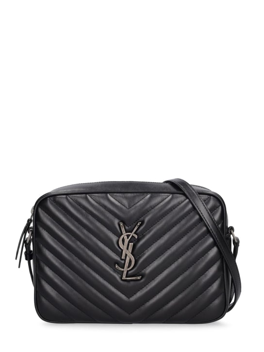 Saint Laurent: Lou monogram leather camera bag - Siyah - women_0 | Luisa Via Roma