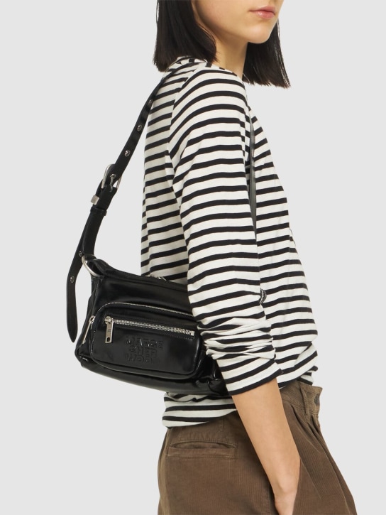 Marge Sherwood: Mini Outpocket glossy leather hobo bag - Black - women_1 | Luisa Via Roma