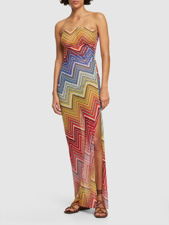 Missoni: Langes Kleid aus Tüll mit Chevron-Print - Multicolor Chev - women_1 | Luisa Via Roma