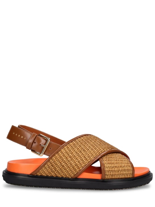 Marni: 20mm Fussbett cotton & nylon sandals - Orange/Brown - women_0 | Luisa Via Roma