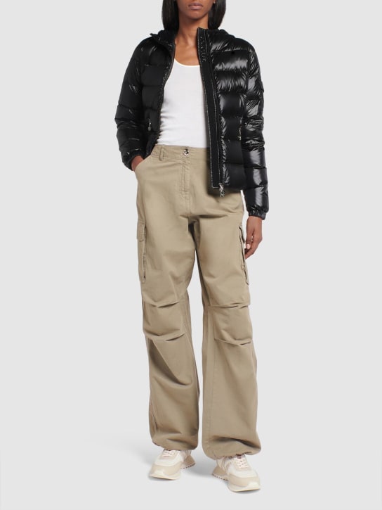 Moncler: Gles short nylon down jacket - Siyah - women_1 | Luisa Via Roma