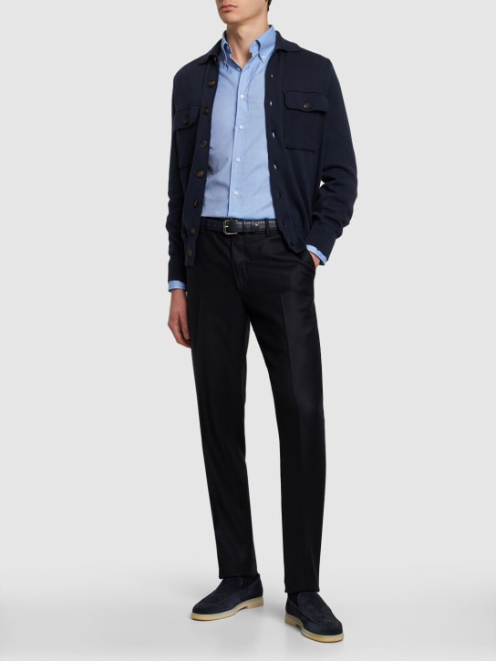 Brunello Cucinelli: コットンツイルシャツ - ブルー - men_1 | Luisa Via Roma
