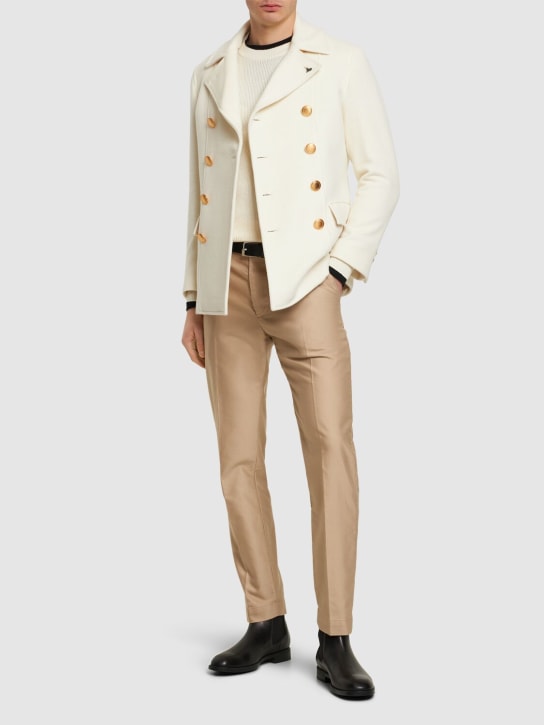 Bottega Martinese: Zweireihiger Mantel aus Wollmischung - Weiß - men_1 | Luisa Via Roma